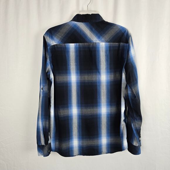 Urban Pipeline Button Down Flannel Shirt Men's M Blue White Easy-Care Fabric - Picture 3 of 16